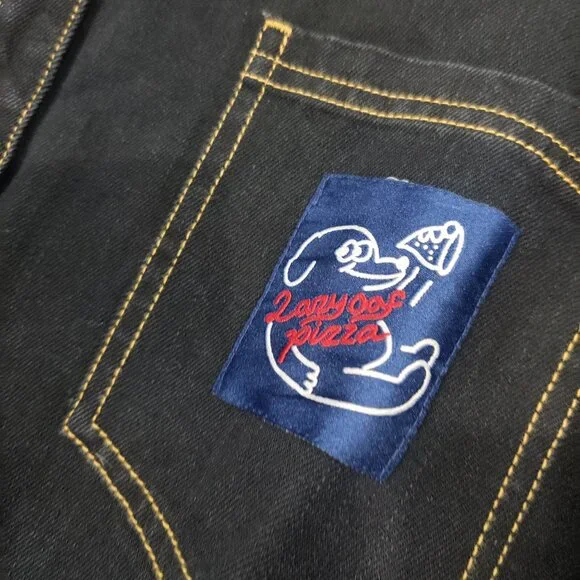 Lazy Oaf denim pizza dress size XXL New - Picture 2 of 4